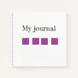 My journal purple blocks in white spiral notebook
