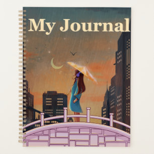"My Journal" Rainy Night Cityscape & Lo-fi Anime Planner