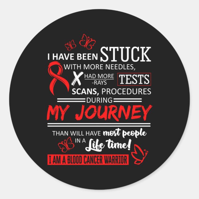 My Journey I Am A Blood Cancer Warrior Classic Round Sticker (Front)