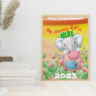 My Journey Starts Here with Name Kids Room Poster