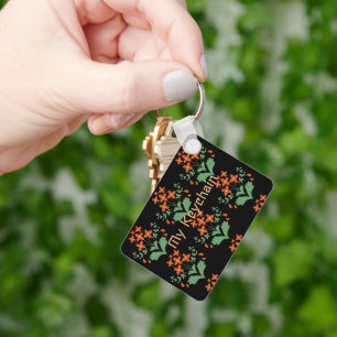 My-Keychain Text Flower Image Printed Beautifully Key Ring