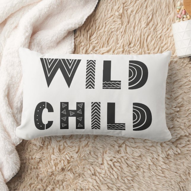 My Kid "Wild Child" Unique Baby Room Scandi Lumbar Cushion (Blanket)