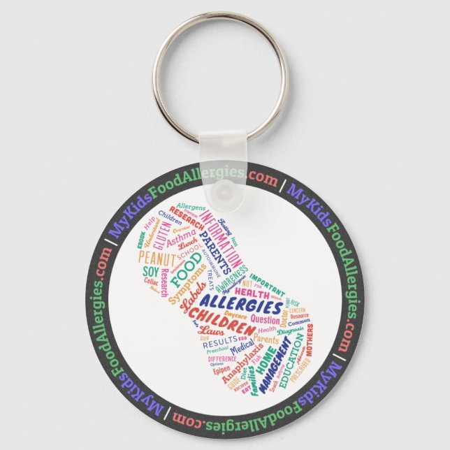 My Kid's Food Allergies Peanut Word Cloud Keychain (Front)