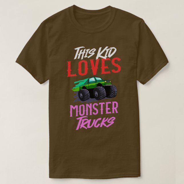 My kids loves monster trucks car T-Shirt (Design Front)
