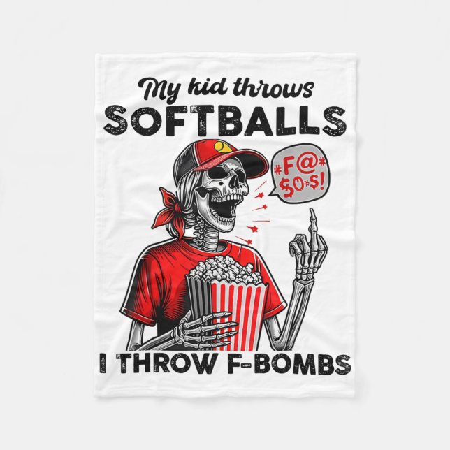 My Kids Throws Soft I Throw F-boms Skeleton Softll Fleece Blanket (Front)