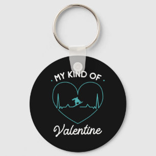 My Kind Of Valentine Heart Valentines Day Snowboar Key Ring