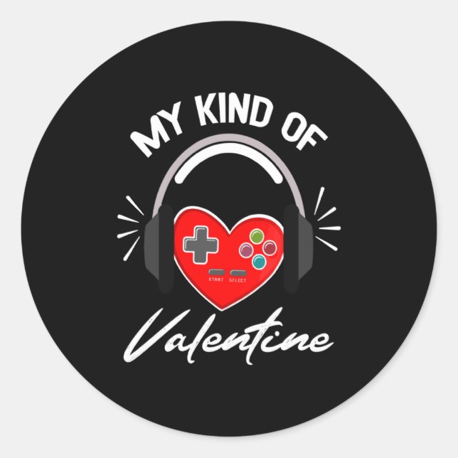My Kind Valentine Gamer Valentines Day Gaming Boy  Classic Round Sticker (Front)