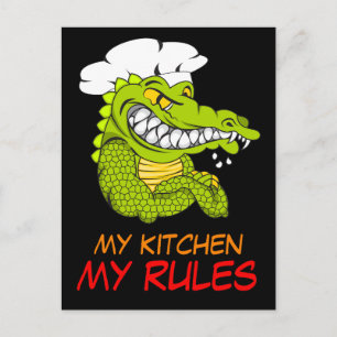 My Kitchen My Rules, Alligator Chef, Funny Sport Postcard