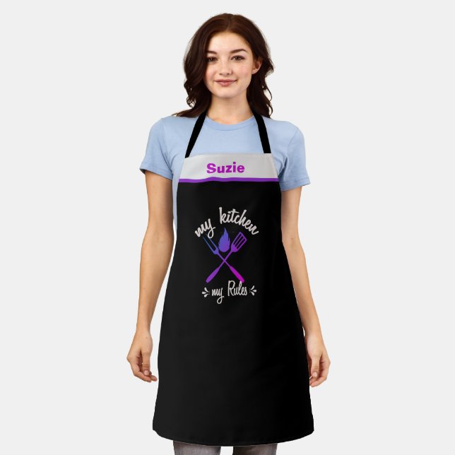 My Kitchen My Rules Chef Baker Name Personalised  Apron (Worn)