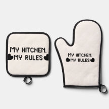 My kitchen my rules funny oven mitt & pot holder