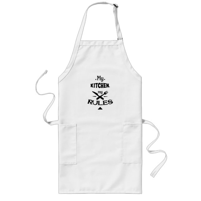 My Kitchen My Rules Knife And Fork Long Apron (Front)