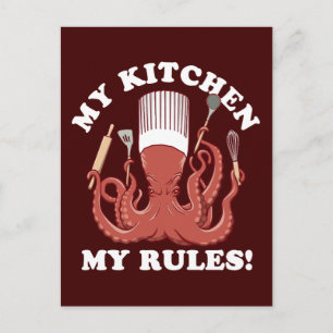 My Kitchen My Rules   Octopus Chef Postcard