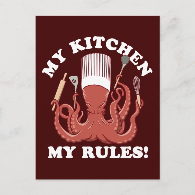 My Kitchen My Rules | Octopus Chef Postcard (Front)