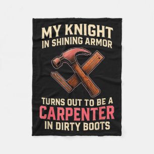 My Knight In Shining Funny Carpenter Wife Women Gi Fleece Blanket