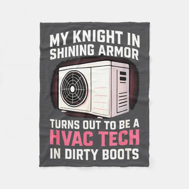 My Knight In Shining Funny Hvac Tech Wife Women Gi Fleece Blanket (Front)