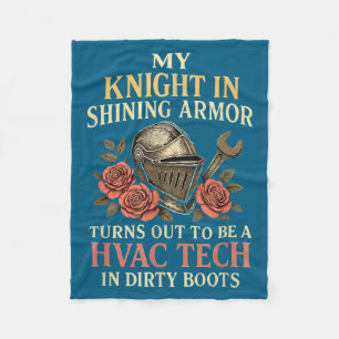 My Knight In Shining Funny Hvac Tech Wife Women Gi Fleece Blanket