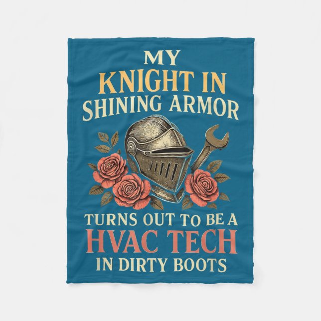 My Knight In Shining Funny Hvac Tech Wife Women Gi Fleece Blanket (Front)
