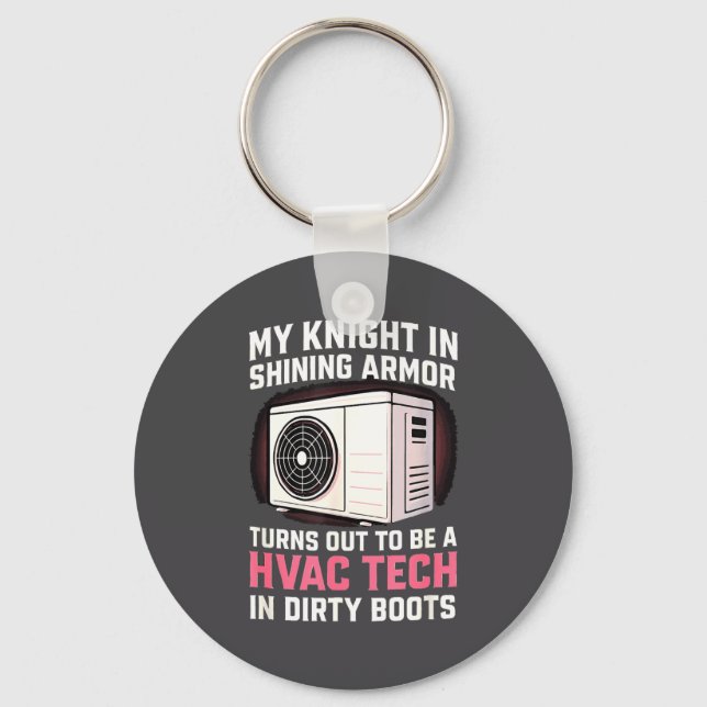 My Knight In Shining Funny Hvac Tech Wife Women Gi Key Ring (Front)