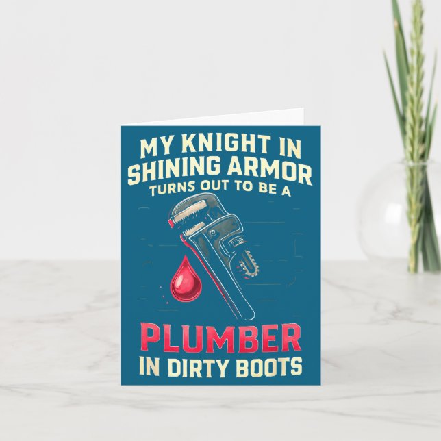 My Knight In Shining Funny Plumber Wife Women Girl Card (Front)