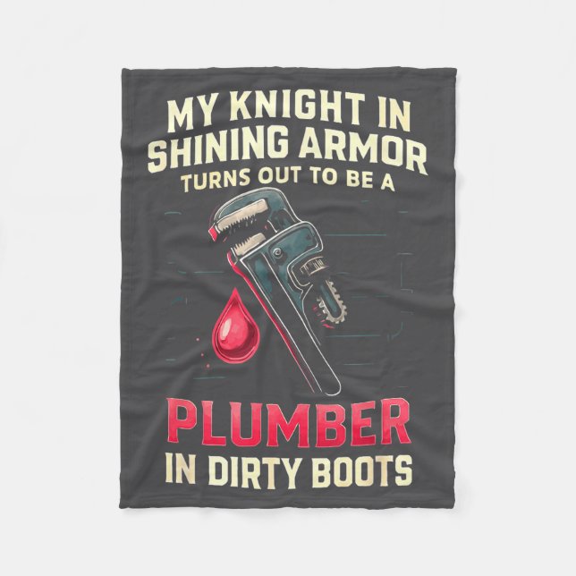 My Knight In Shining Funny Plumber Wife Women Girl Fleece Blanket (Front)