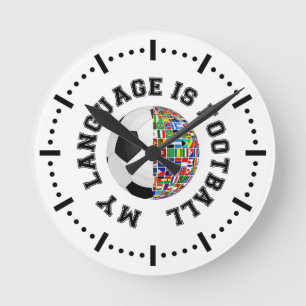 My Language Is Football Round Clock