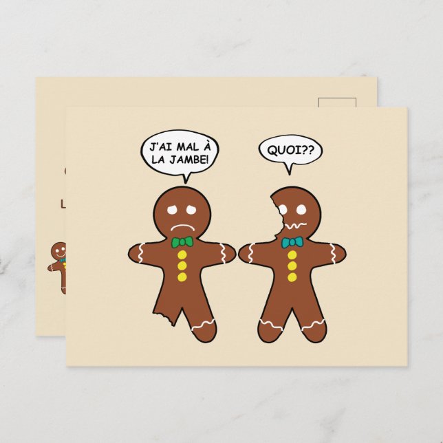 My Leg Hurts Gingerbread Cookie in French Holiday  (Front/Back)