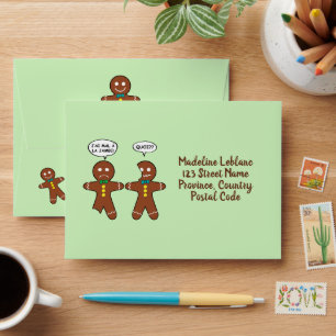 My Leg Hurts Gingerbread Cookie in French Holiday Envelope