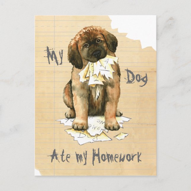 My Leonberger Ate My Homework Postcard (Front)
