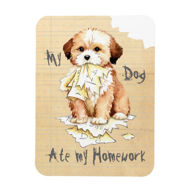 My Lhasa Apso Ate My Homework Magnet (Vertical)