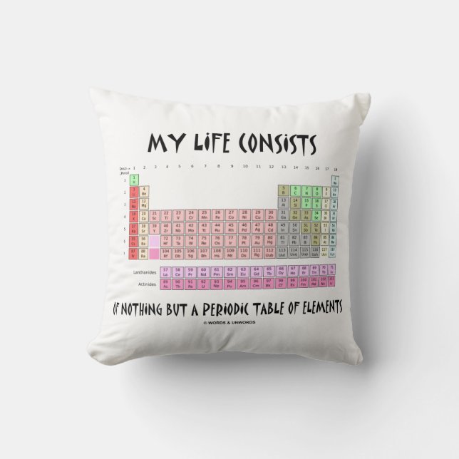 My Life Consists Nothing But Periodic Table Humor Cushion (Front)