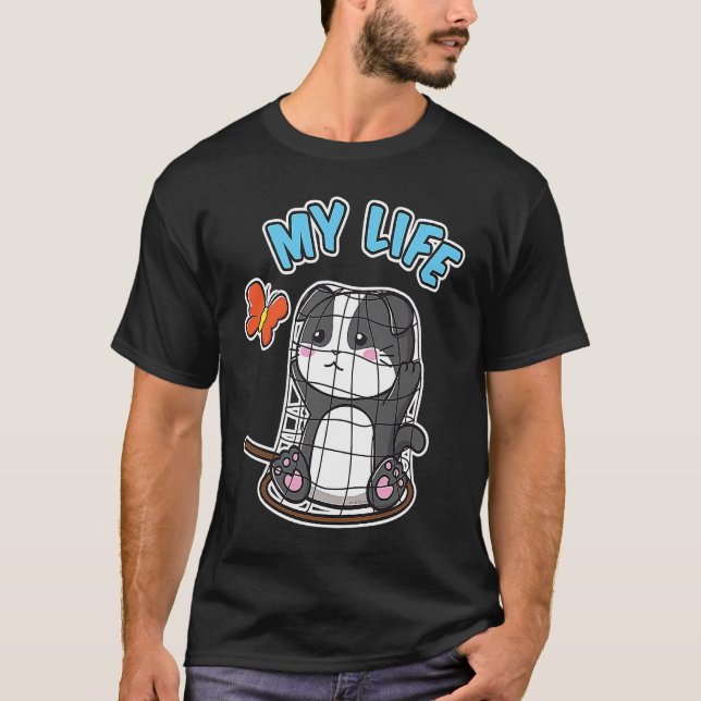 My Life Cute  Cat Caught In a Butterfly Net T-Shirt (Front)