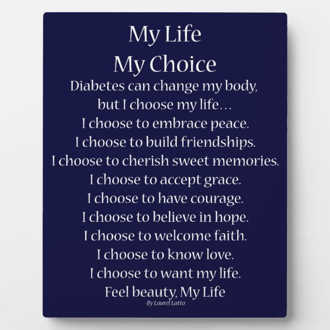My Life Diabetes Inspirational Poem Plaque (Front)