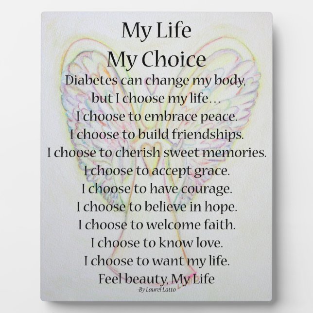 My Life Diabetes Inspirational Poem Plaque (Front)
