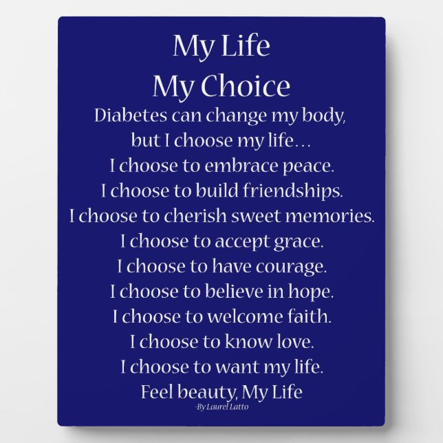 My Life Diabetes Inspirational Poem Plaque (Front)