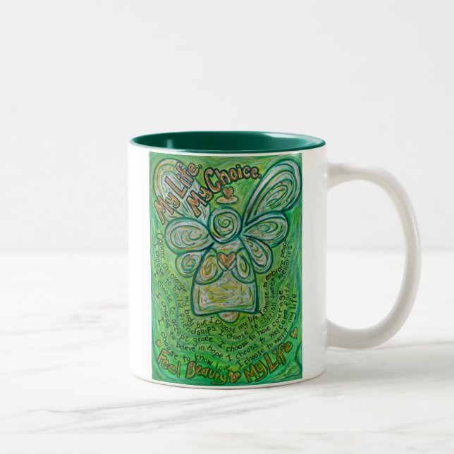 My Life Green Cancer Angel Mug (Right)