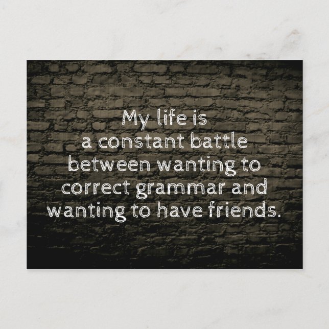 My life is a constant battle joke black postcard (Front)