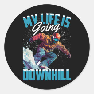 My Life Is Going Downhill - Snowboard 1 Classic Round Sticker
