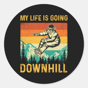 My Life Is Going Downhill - Snowboarder Snowboardi Classic Round Sticker
