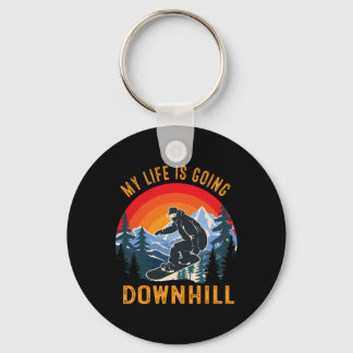 My Life Is Going Downhill Winter Snowboarding Spor Key Ring