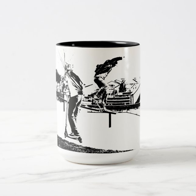 My Life is Skateboarding and Scootering  Two-Tone Coffee Mug (Center)