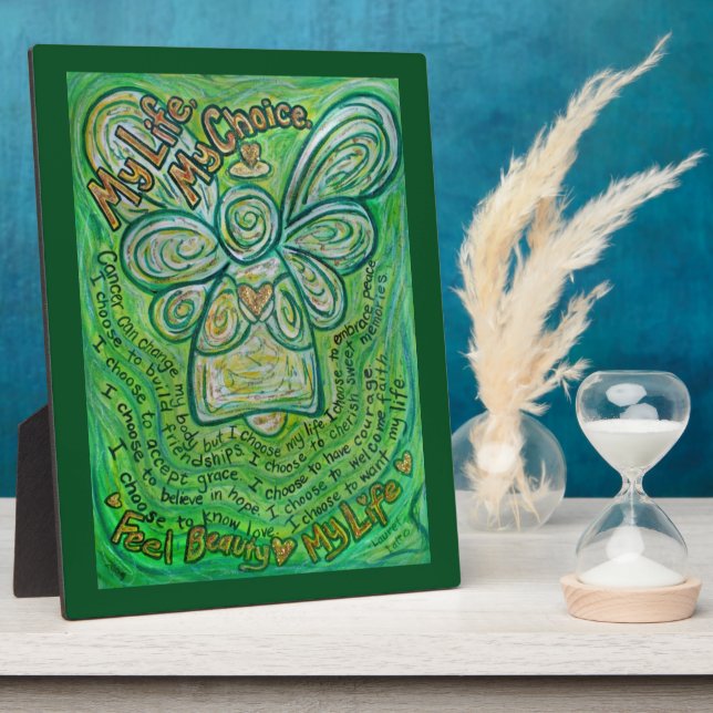 My Life, My Choice Green Angel Painting Plaque (Side)