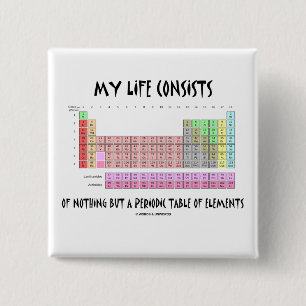 My Life Nothing But Periodic Table Of Elements 15 Cm Square Badge