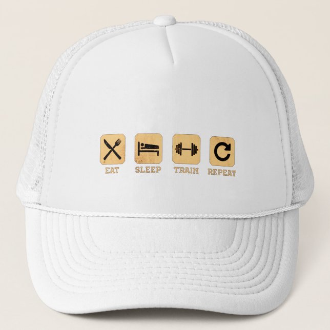 My Lifestyle Eat Sleep Train Repeat Trucker Hat (Front)