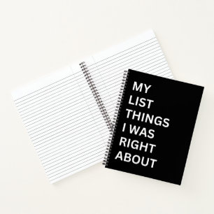 My list of things I was right about notebook gift