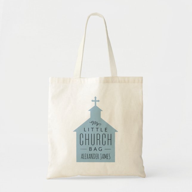 My little church bag cute blue kid's tote (Front)