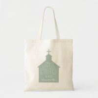 My little church bag cute green personalised tote