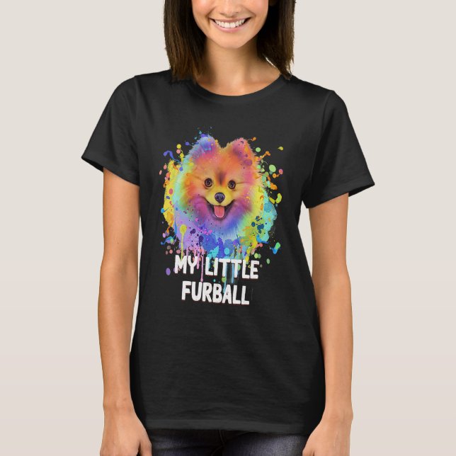 My Little Furball Funny Pomeranian Humor Pom Pom A T-Shirt (Front)