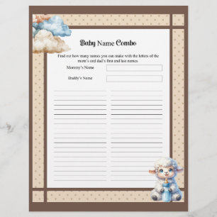 My Little Lamb_  Baby Name Combo Shower game Custom Letterhead