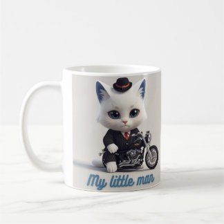 My Little Man Mug - Cute Kawaii Cat on Motorcycle 