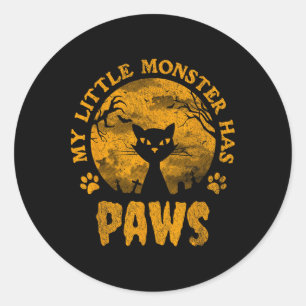 My Little Monster Has Paws Spooky Cat  Classic Round Sticker